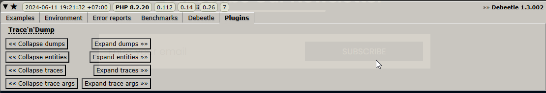 «Trace'n'Dump» plugin global actions